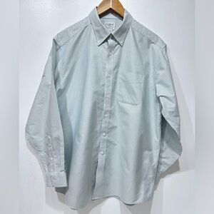 LL Bean Classic Green & White Oxford Dress Shirt, Traditional Fit Size 16.5 - 34